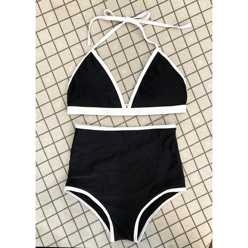 

Новый Сексуальный Купальник Бикини Халтер с Вставками Женский Купальник Женская Купальная Одежда Комплект Бикини из Двух Частей Пляжные Шорты Купальник для Купания L чёрный