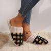 New Fuzzy Slippers Fashion Checker Indoor House Shoes Woman Cozy Winter Fluffy House Retro Checkered Print Shoes Slides Women