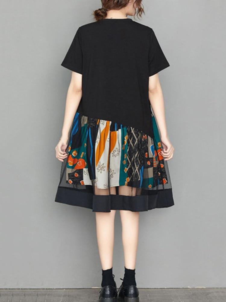 Xitao Patchwork Gaze Casual Personality Print Damekjole DMJ1457