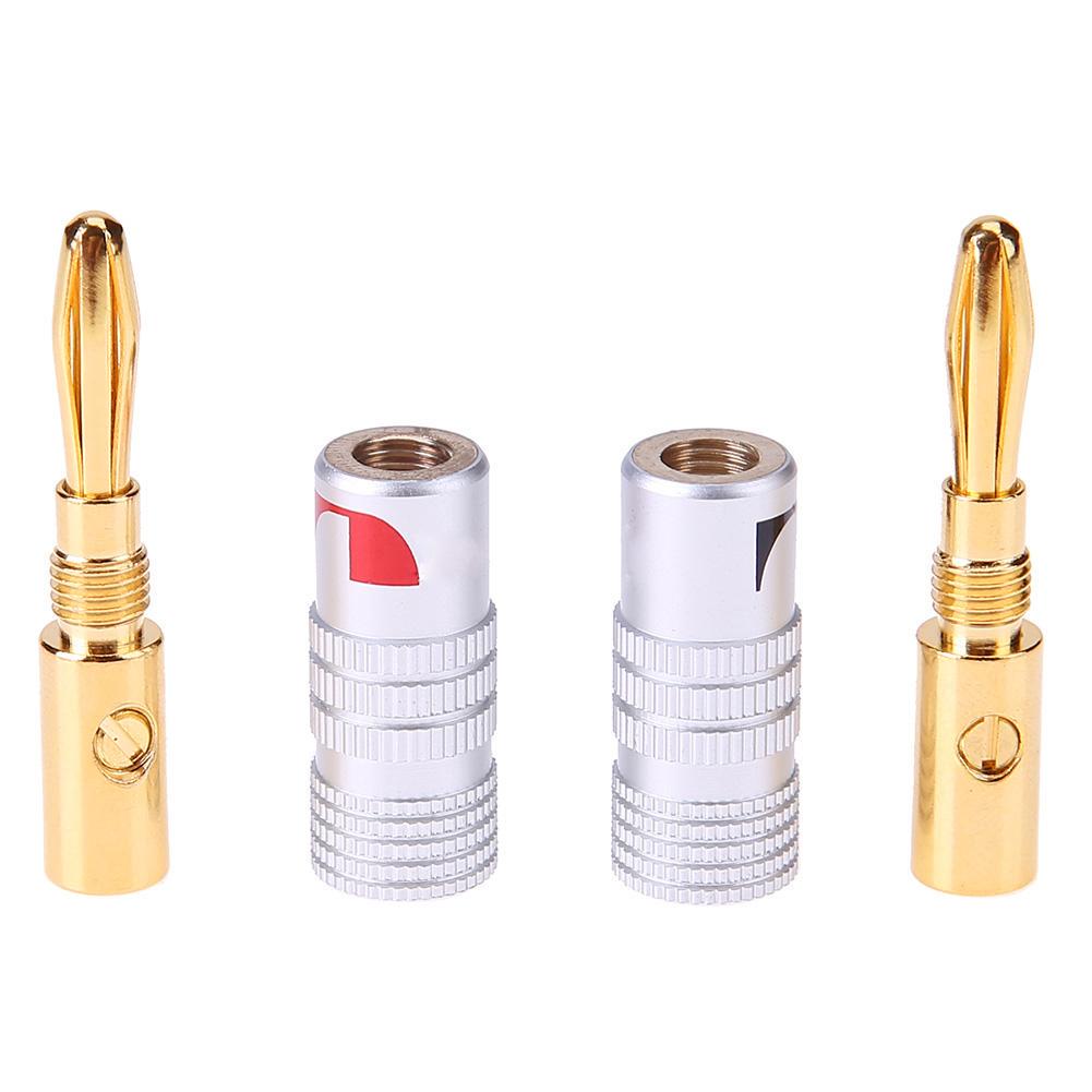 4 PACK---- 24K Gold Nakamichi Speaker Banana Plug DIY Audio Jack Connector