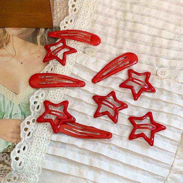 20 Pcs Sweet Cool Hair Clip Red Star Hairpins Styling Hair Accessories Snap Clip