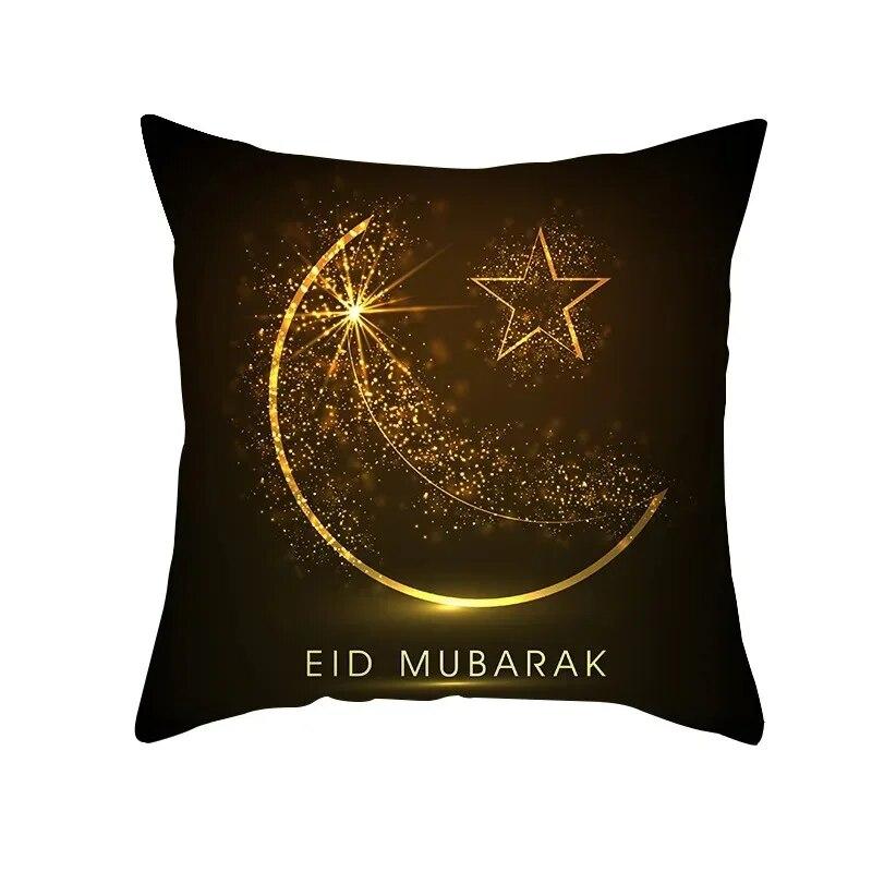 Islamic Eid Mubarak Decorative Pillowcase Home Decor Sofa Cushion Cover Ramadan Cotton Mosque Muslim Pillowcase 45X45CM