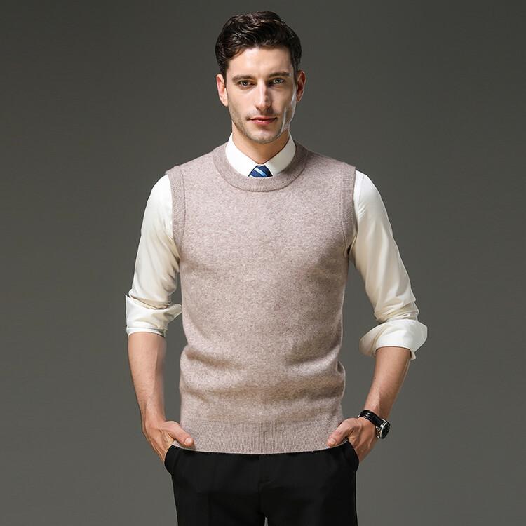 Spring and Autumn Men's Knitted Sweater Bottom Shirt Crew Neck Sleeveless T-Shirt Knitted Vest Vest