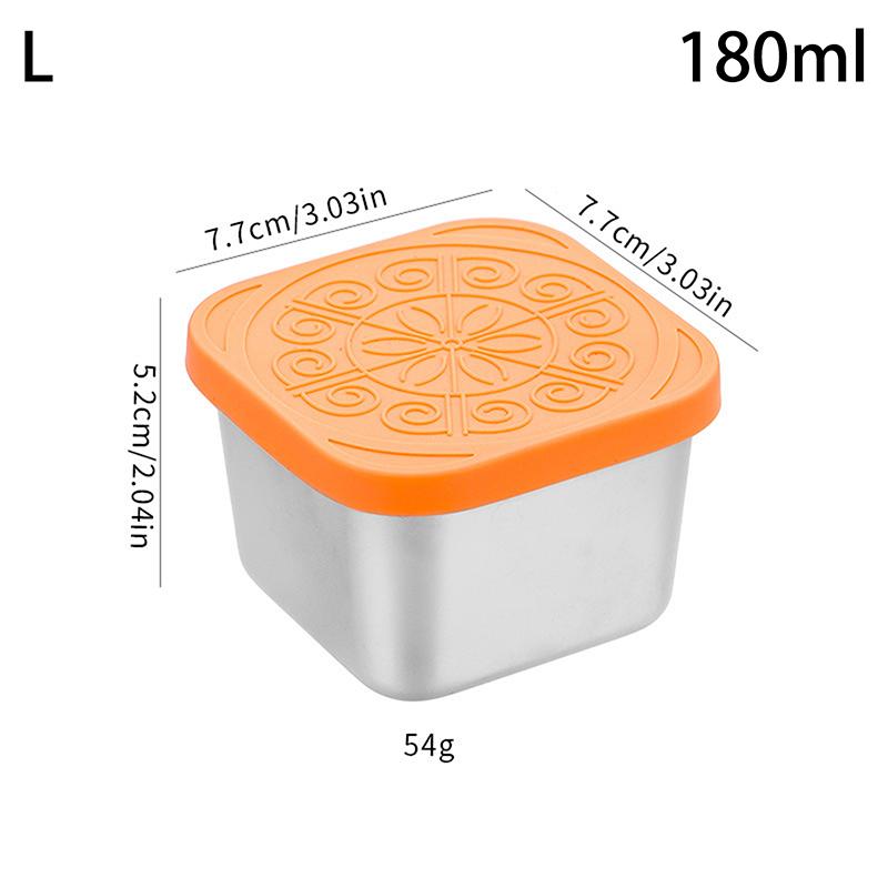 1/2 Pcs Stainless Steel Salad Box Snack Seasoning Container With Silicone Lids Leakproof Stackable Dressing Food Storage Box