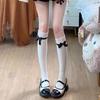 Sweet Lace Patchwork Calf Socks Lolita Bow White Cutewomen Mid-Tube Socks