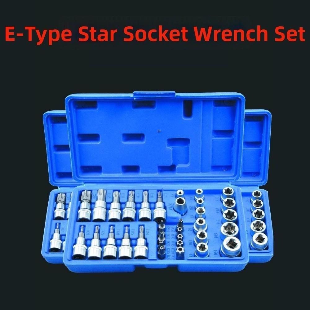 34Pcs/ Set Male Female Bits Drive Torx Star Bit socket Torx Bit Socket  Automotive Repair