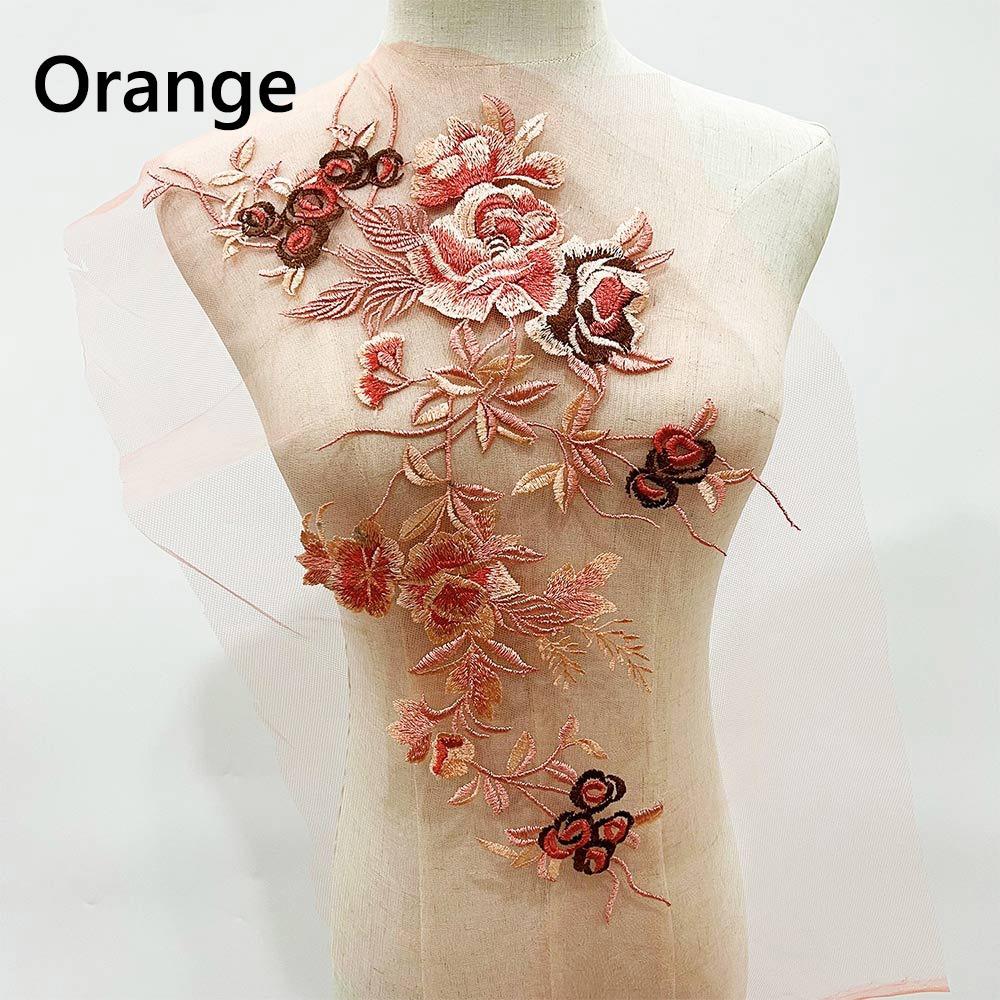 Mesh Bottom Floral Embroidered Patches 3D Flower Flower Patches Wedding Dress