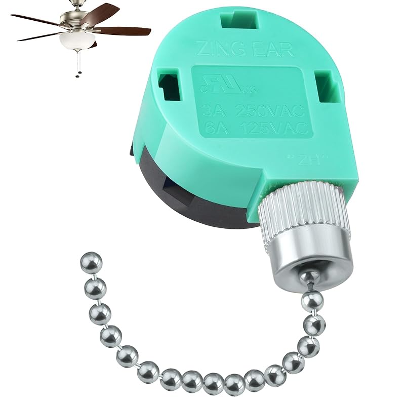 Ceiling Fan Switch ZE-268S6 3 Speed 4 Wire, Switch Control Replacement for Ceiling Fans, Hampton Bay Fans, Hunter Fans, and Standing Fans, Wall Lamps