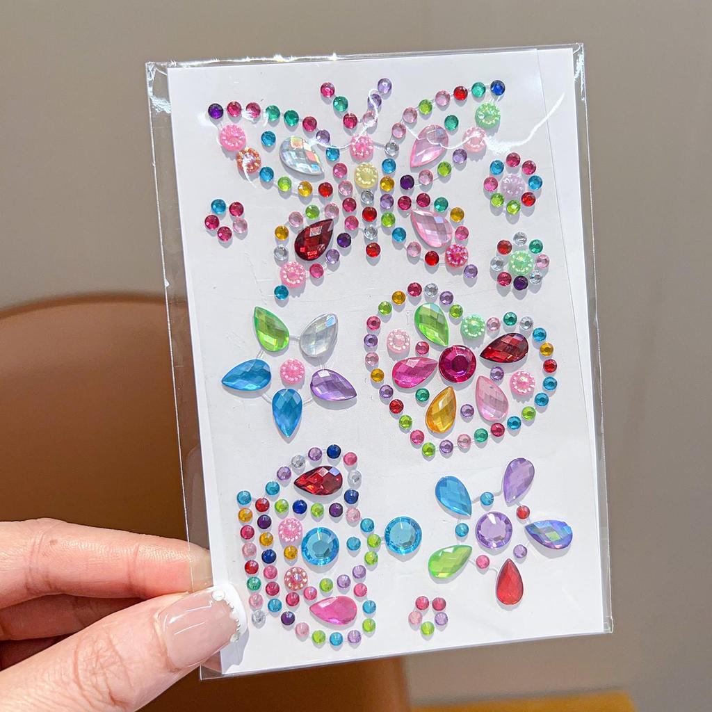 Acrylic Rhinestone Sticker Set: Heart, Crown, Butterfly, Moon, Animal Designs