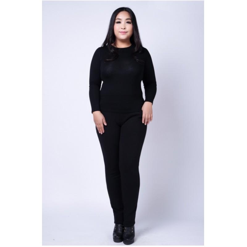 Women's Autumn and Winter Plus Size Padded and Thickened Jeans High-waisted Comfortable Casual Chinos