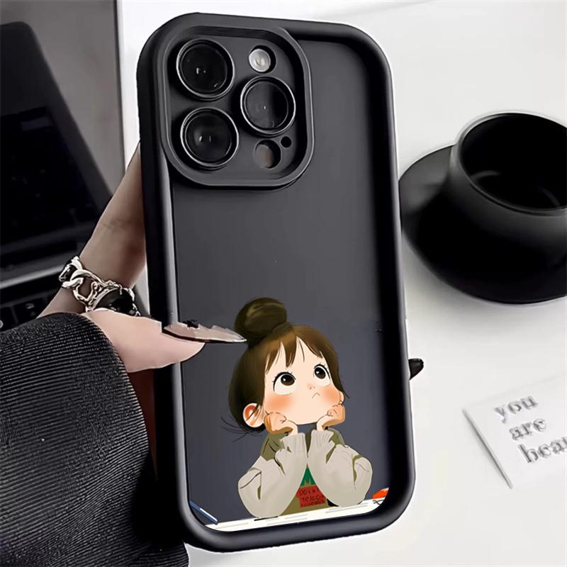 Cute Minimalist Angry Girl Print Soft Phone Case For Xiaomi Redmi 13C 14C 12 Redmi Note 14 13 12 11 Pro Plus 4G 5G 12S 11S Cover