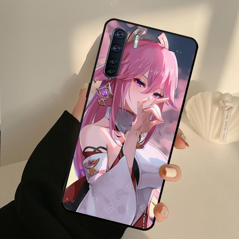 Genshin Impact Yae Miko Case For OPPO Find X5 X3 Pro A5 A9 A31 A53 A53S A3S A5S A15 A52 A72 A83 A91 A54 A74 A94