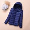 Double-layer fabric Lightweight women's hooded stand-up collar Winter duck down jacket Slim fit
