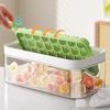 Creative Plastic 32 Grids Ice Cube Tray Flip Reusable Ice Mould Storage Box with Lid Large Capacity Ice Cube Molds Refrigerator