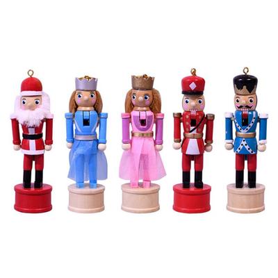 13cm Nutcracker Ornament Set Wooden Soldier Pendant Christmas Hanging Decorations for Xmas Tree