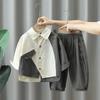 Boys' Spring and Autumn Suits, Fashionable and Handsome, Loose Children's Long-sleeved Shirt Two-piece Suit