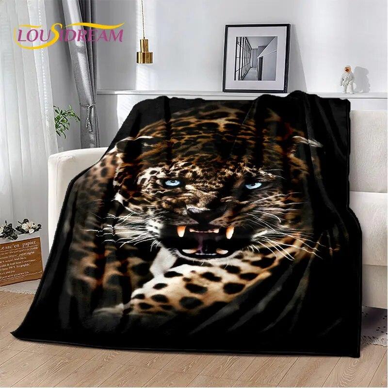 3D Animal Leopard Cheetah Cartoon Beast Soft Plush Blanket,Flannel Blanket Throw Blanket for Living Room Bedroom Bed Sofa Picnic