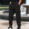 Pantaloni de trening cargo gri pentru bărbați Talie elastică Croială largă Jogging cu buzunare laterale