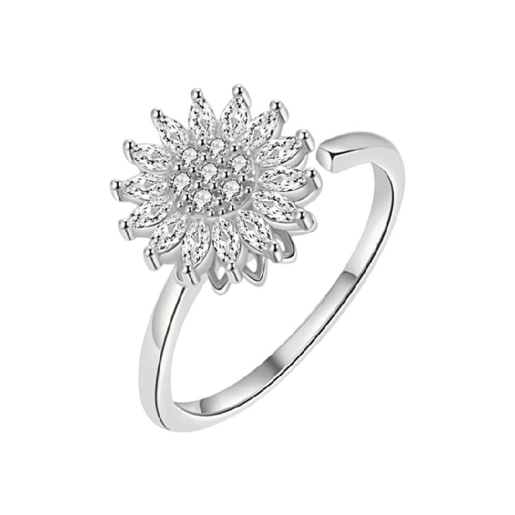 Adjustable Womens Spinner Jewelry Gold Design Stress Relief Zirconia