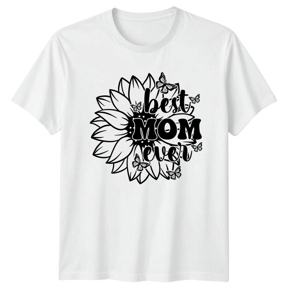 Best Mom Ever Sunflower Butterfly Mothers Day Graphic TShirt S