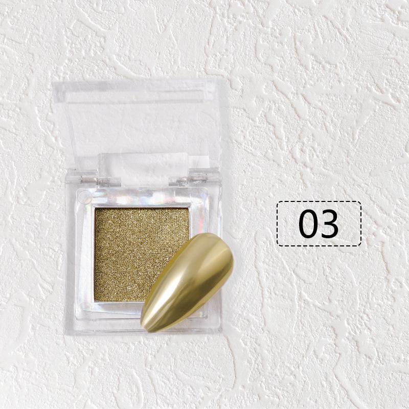 Solid Mirror Nail Art Powders: Gold, Aurora, Silver - Compact Box