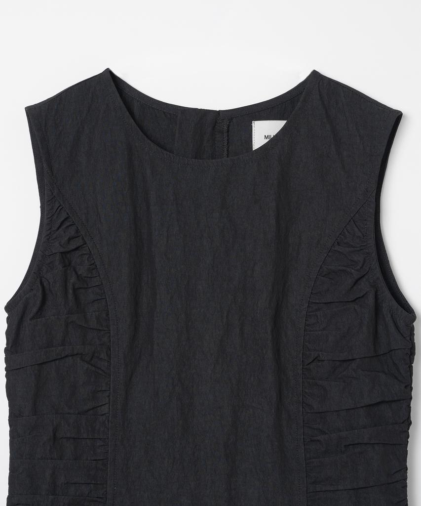 Milo Woman Shirred Zip-Up Mini Dress [Black]
