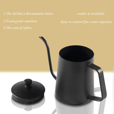 Drip Kettle 350ml 600ml Coffee Tea Pot Non-stick Coating Food Grade Stainless Steel Gooseneck Drip Kettle Swan Neck Thin Mouth