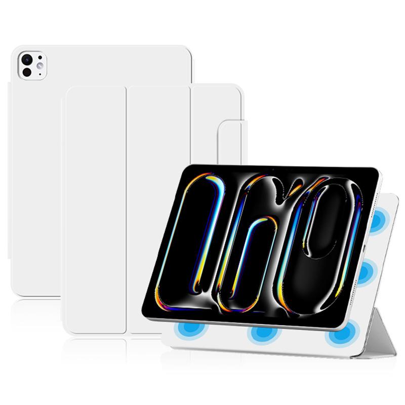For iPad Pro 11 (2025)/11 (2024) Case Magnetic Attachment PU Leather Drop-Proof Tablet Cover with Tri-Fold Stand