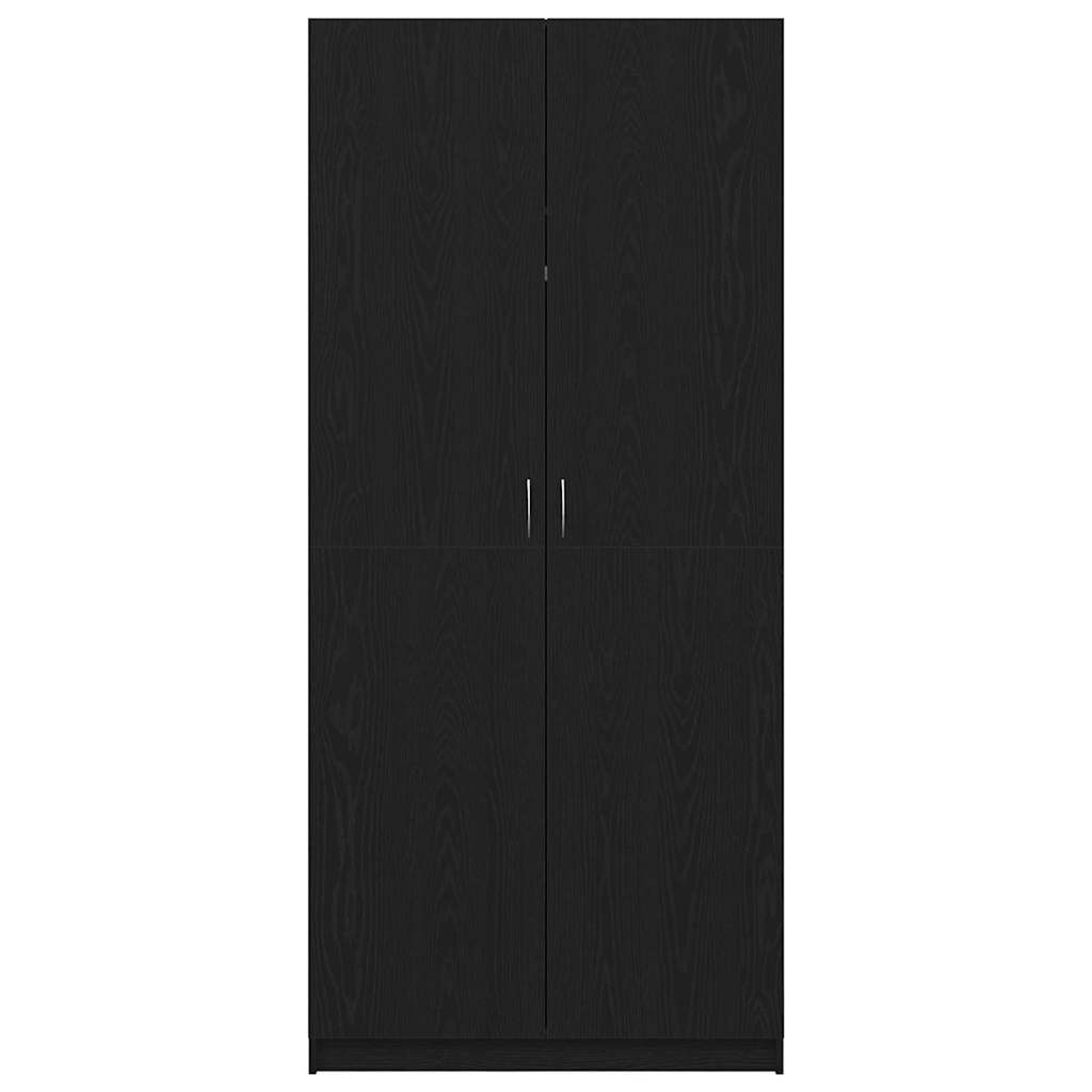 Wardrobe with Doors Black Oak Effect 90 X 52 X 200 Cm