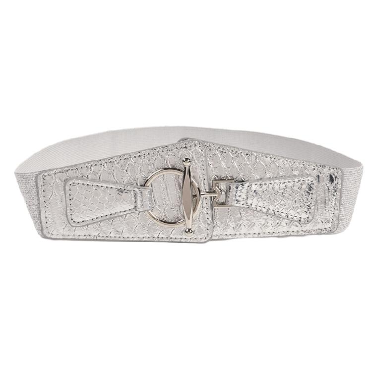 Women Corset with Alloy Buckle Metallic Faux Leather Wide Waist Belt for Dress 1