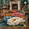 Dark Background Flower  Butterfly Pattern Rug Easy Clean Wear Resistant Carpet Ideal For European Style Home Living Space