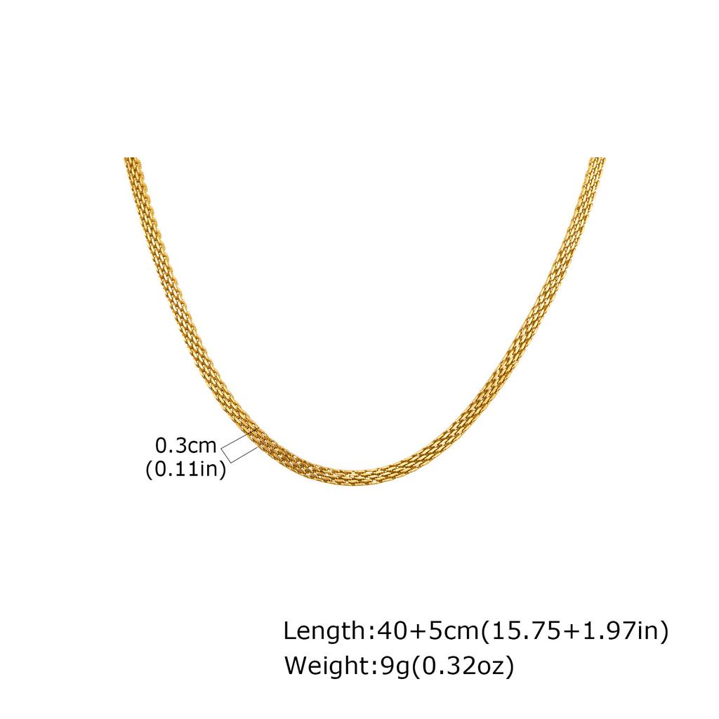 Stainless Steel Plated 18K Gold All-Light Mesh Necklace 3Mm8Mm Wide, Jewelry Nc-2363