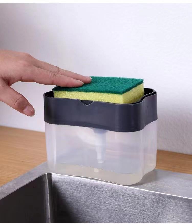 

Автоматический дозатор жидкости для мытья посуды и набор щеток темно-серого