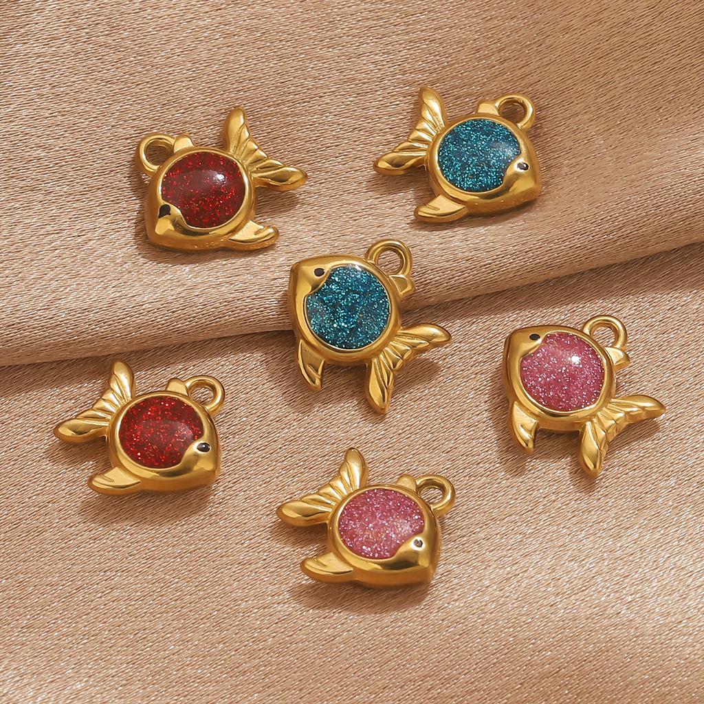 Yori 5pcs Gold Dripping Fish DIY Pendant Stainless Steel Waterproof Jewelry Cute Cartoon Pendant DIY Fun Accessories 2025 NEW
