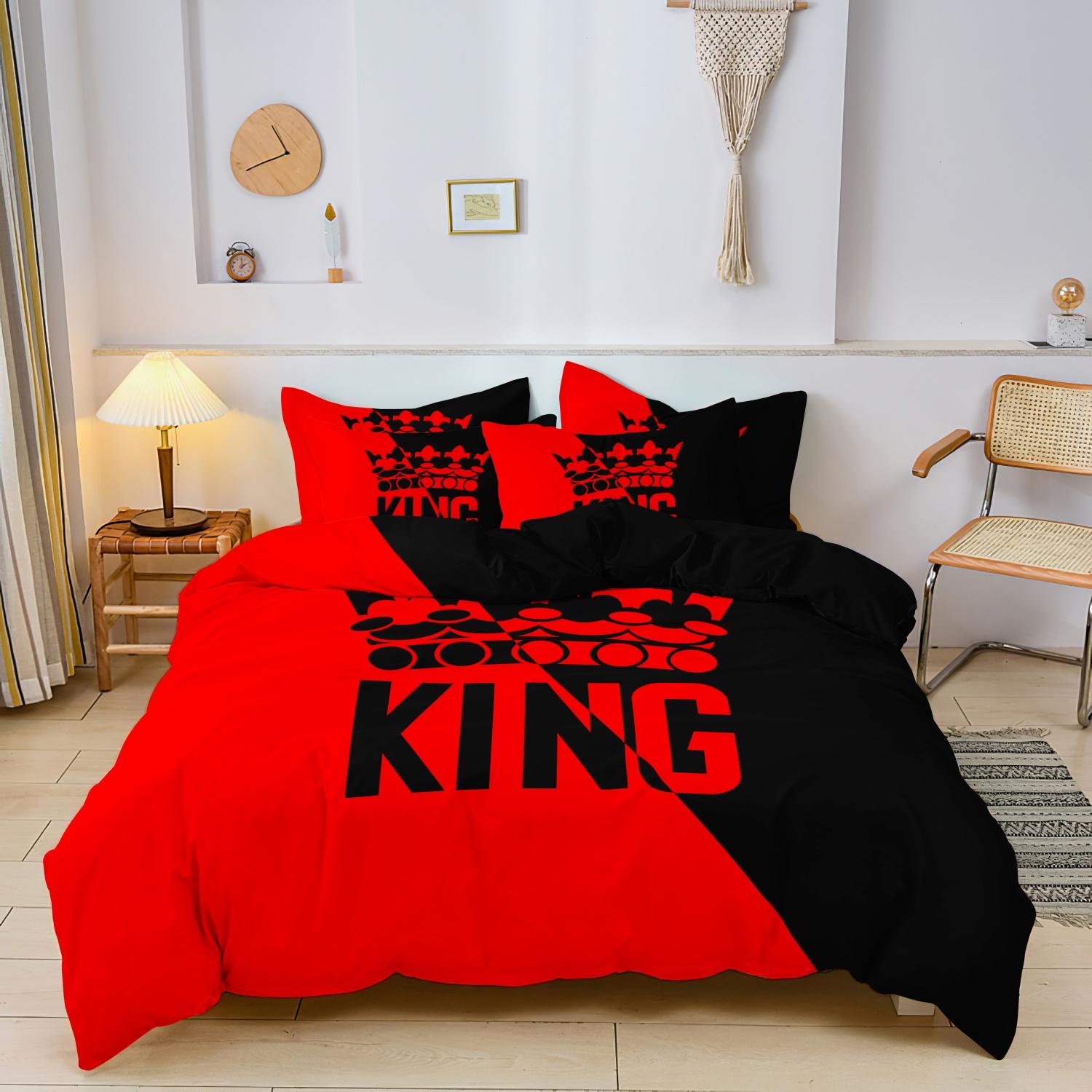 

Серый и Черный Комплект Пододеяльника King Size с Узором из Пуха, Мягкий и Удобный Декор для Спальни и Общежития, Постельное Белье -135x200cm&set красный черный