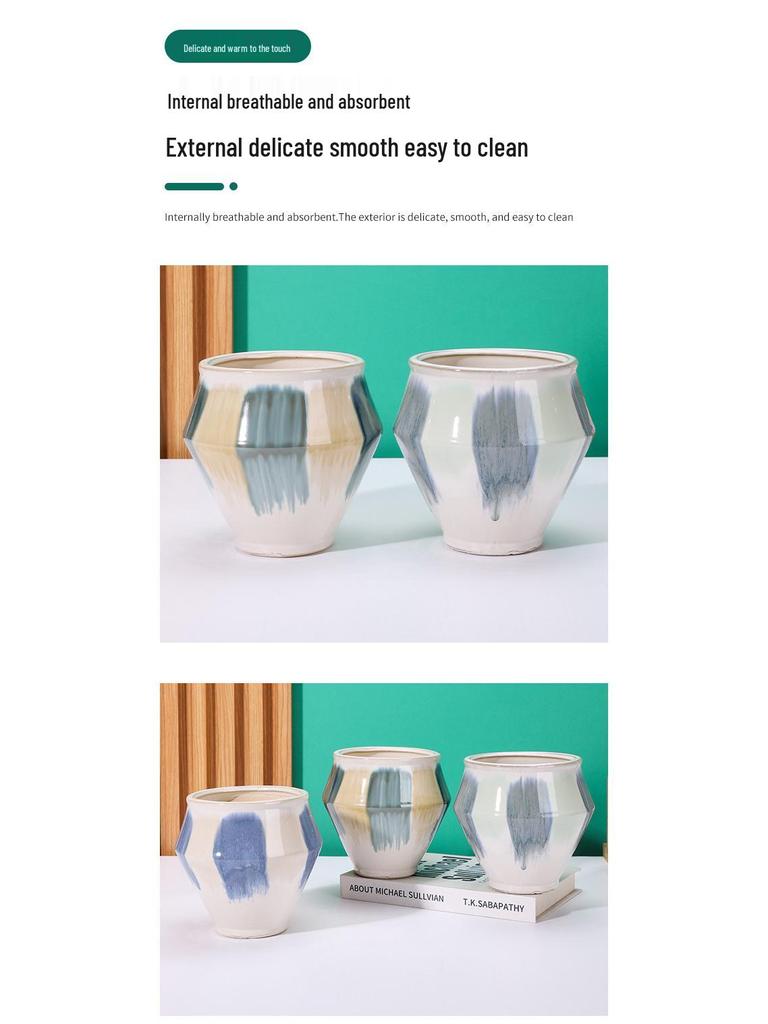 European-Style Hand-Painted Ceramic Flower Pot for Phalaenopsis - Luxurious Decorative Piece for Balcony or Living Room