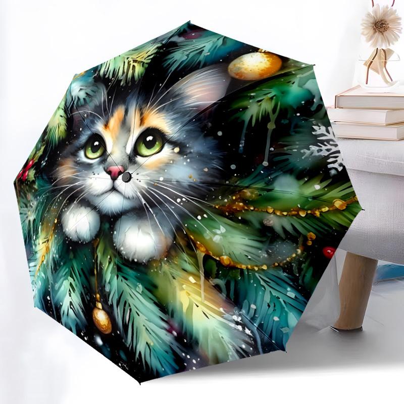 

1pc Christmas Cat Automatic Umbrella - Automatic Opening And Closing, Sturdy Iron Frame, Formal Occasions yy251018130