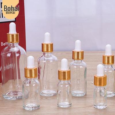 Transparente Glas-Tropfflasche für ätherische Öle mit Gummikopf, 30 ml & 50 ml