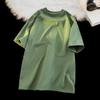 Unisex Japanese Retro Solid Color Round Neck T-Shirt, 300g Heavy Pure Cotton, Casual Short-Sleeve Design.