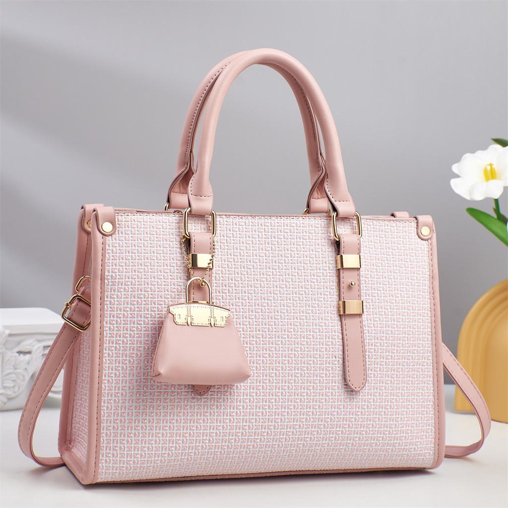 Urban Simple Pu Lattice Leather Tote Bag For Women With Large Capacity And Zipper Closure