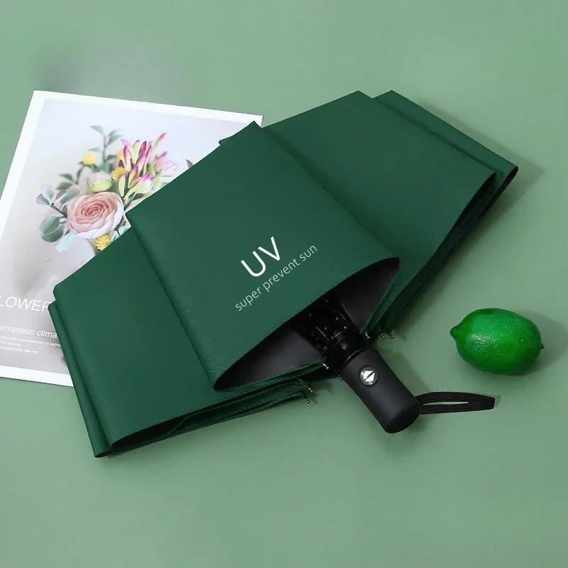 

Автоматический Портативный Зонт Черная Резина Солнцезащитный Зонт Защита от Солнца Ультралегкий Зонты для Путешествий Складной Дождевик metal-fiber composite&8K темно-зеленого