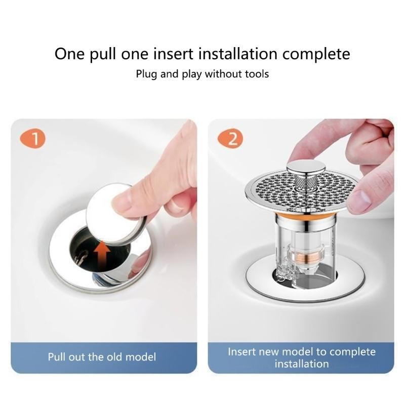 2Pcs Detachable Bathtub Drain Stopper Bathroom Shower Sink Drain Plugs Push-type Bounce Cores Drain Filter Bounce Cores