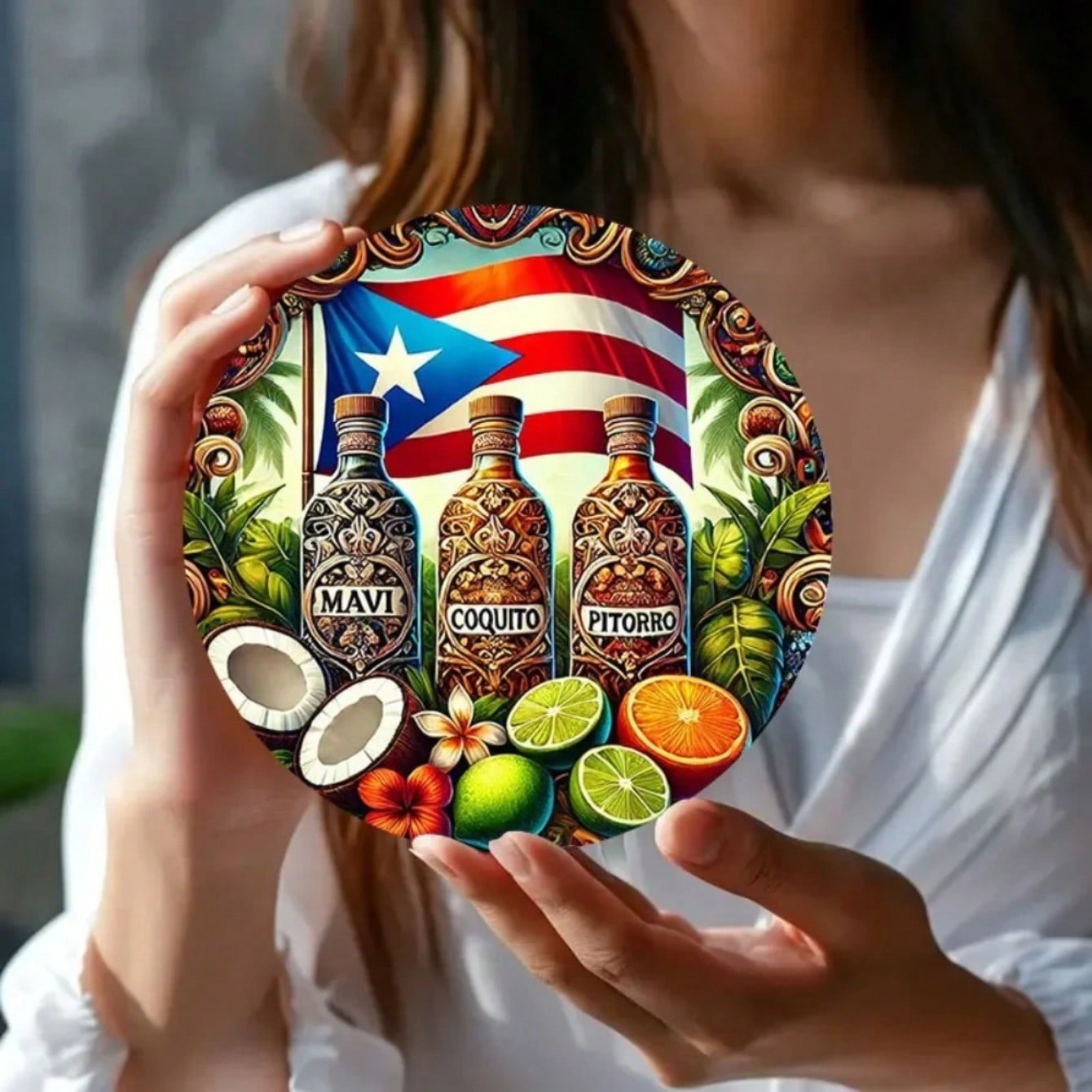 Puerto Rico Metal Tin Sign Vintage Flag Bar Decor 20x20