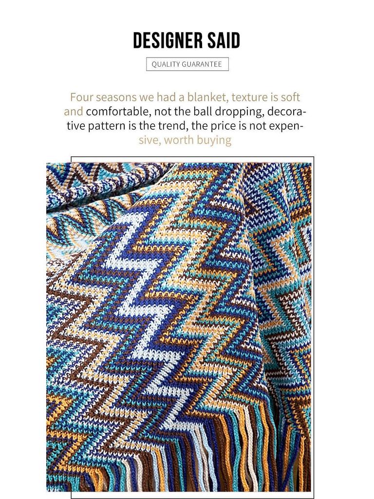 Bohemian Knitted Sofa & Bed Runner Throw Blanket - Summer Air Conditioning Nap Cover