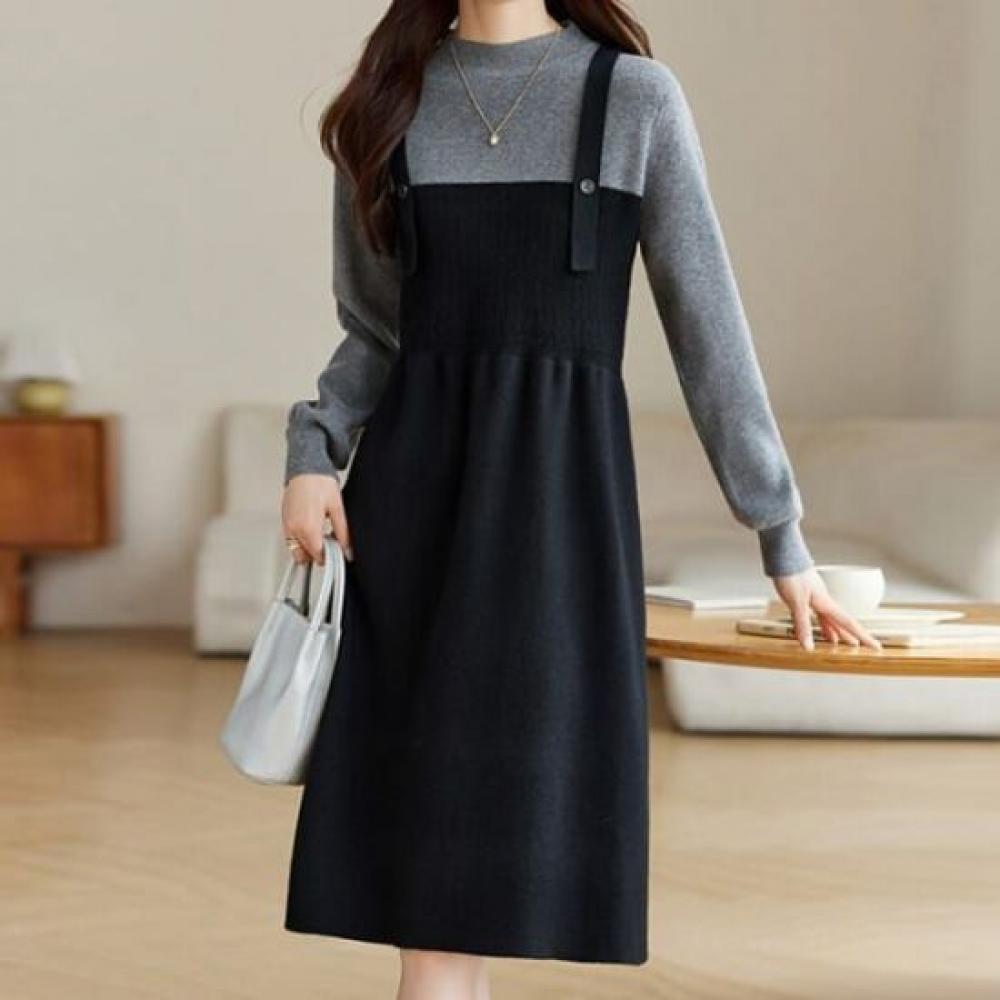Navava Casual Two In One Long Sleeve Knit Dress No832