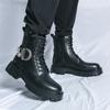 Thick soled men's high top boots Trendy and personalized new style Daily Fashion Party Street outdoor motorcycle Adult shoes