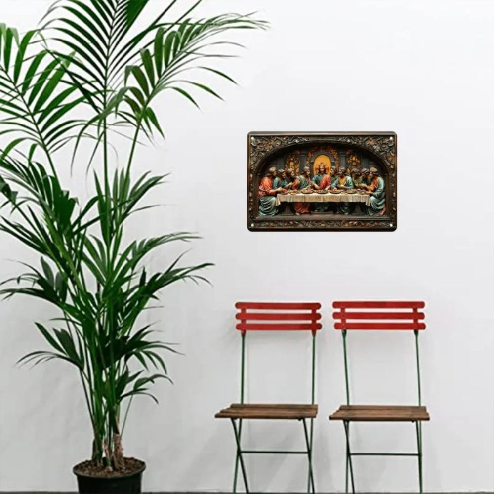 Religiöses Letztes Abendmahl 1 Stück Letztes Abendmahl Vintage Aluminiumschild - Elegante Metallkunst, Heimwanddekoration & Festlicher Gebrauch