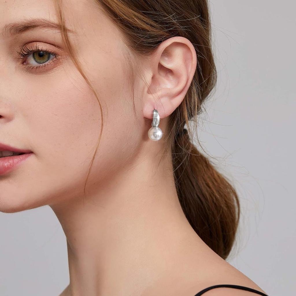 Exquisite C-shaped Imitation Pearl Earrings,Women's Stainless Steel Earrings,Waterproof Geometric Jewelry Gifts