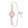 Leaf Thin Ribbon Diamond Round Women's Watch Pull-out Adjustment Bracelet Watch Women's Quartz Watch