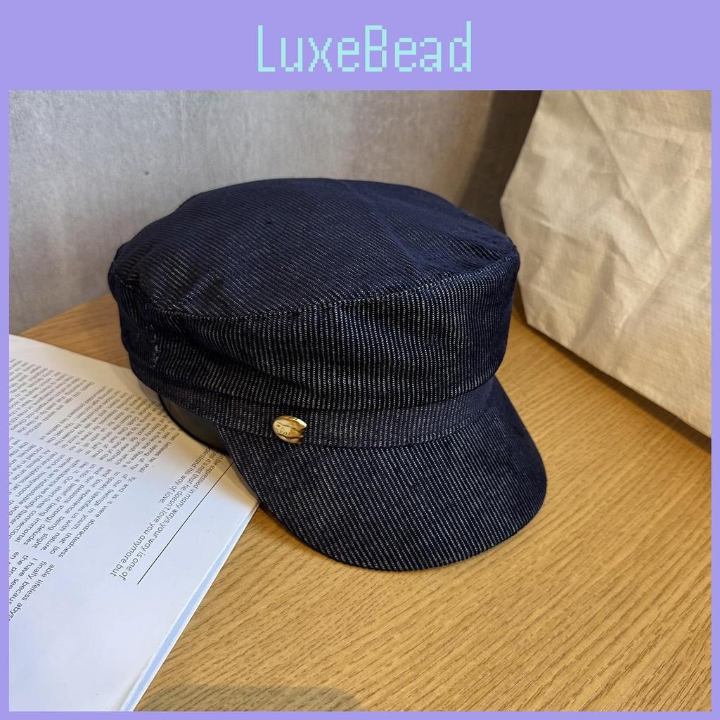 Street Solid Color Style Navy Flat Top Cap Breathable Fabric Urban Casual Wear